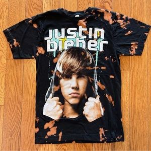 Justin Bieber Tie Dye Band Shirt Black XS Concert Tour Vintage
